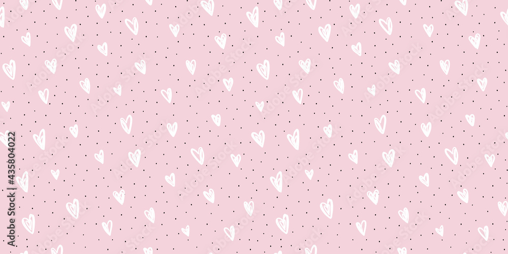 Cute hand drawn hearts seamless pattern, doodle background, romantic ...