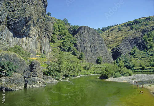 Solidified basaltic lava, Gorges de l'Allier, Prades, France, Massif Central, Auvergne, Haute-Loire, Massif Central