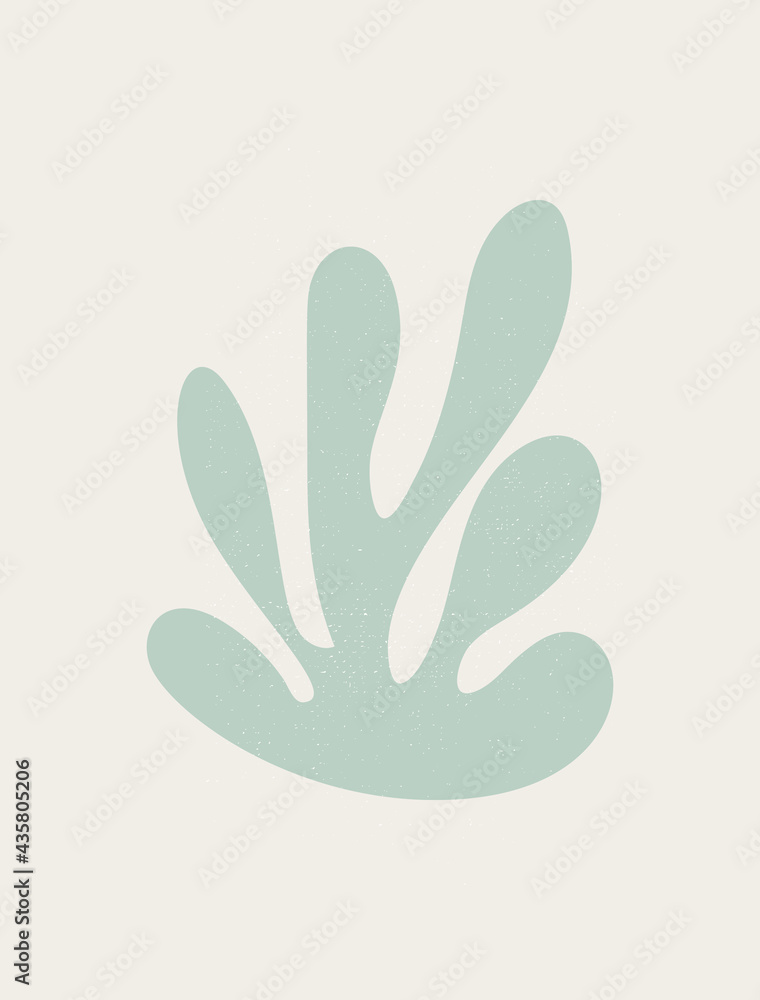 Matisse art inspired poster. Abstract vector minimalist wall art decor. Simple oraganic coral like shape in pastel colors on beige background with isolated worn out texture. Matisse art inspired poster. Abstract vector minimalist wall art decor. Simple oraganic coral like shape in pastel colors on beige background with isolated worn out texture.