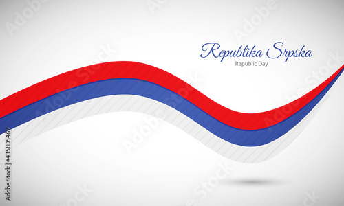 Happy republic day of Republika Srpska. Creative shiny wavy flag background with text typography.