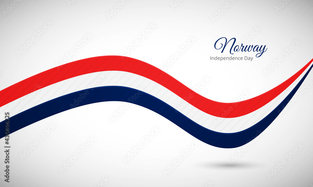 Happy independence day of Norway. Creative shiny wavy flag background with text typography. Happy independence day of Norway. Creative shiny wavy flag background with text typography.