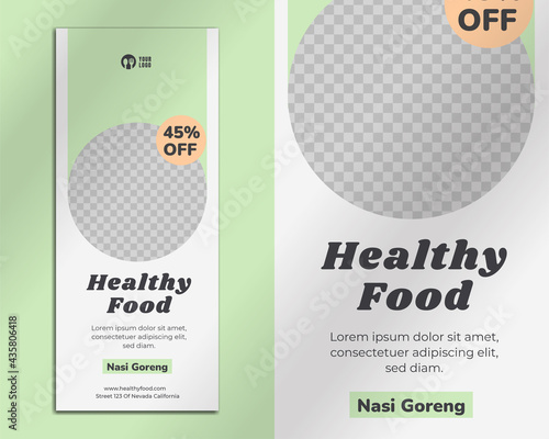 Food roll up banner design template for restaurant Premium Vector