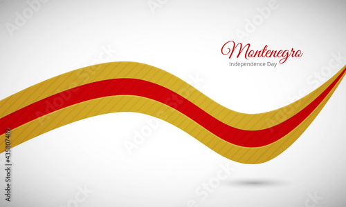 Happy independence day of Montenegro. Creative shiny wavy flag background with text typography.