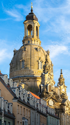 View of the street of Church of Our Lady in Dresden - Germany (Dresden Frauenkirche)