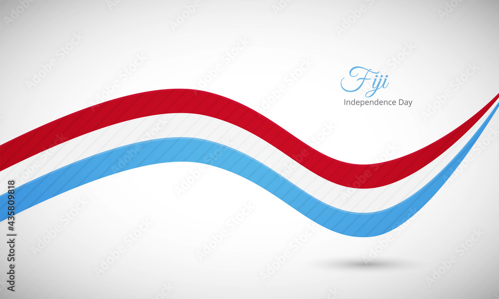 Happy independence day of Fiji. Creative shiny wavy flag background with text typography.