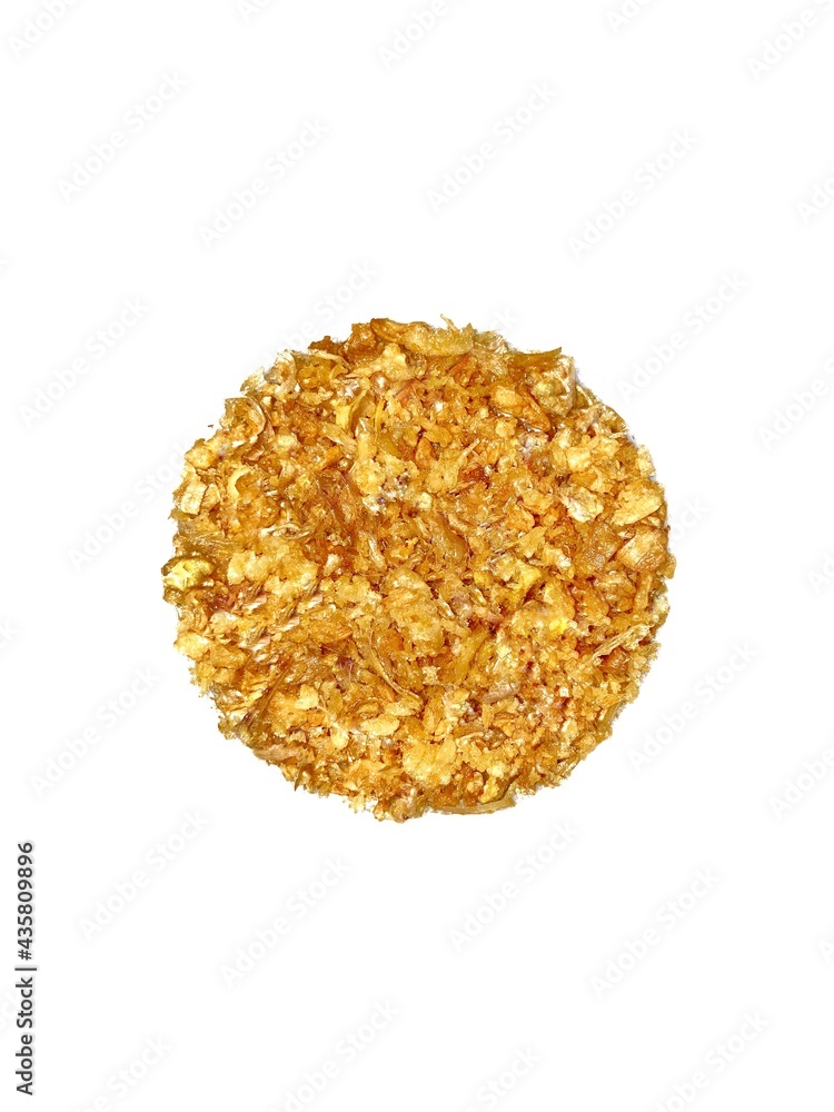 fried minced garlic on white background fried minced garlic on white background