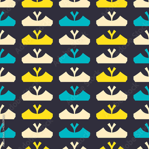 Seamless pattern with bright geometric shapes.