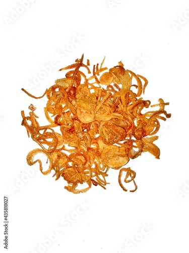 Fried onions isolated on a white background