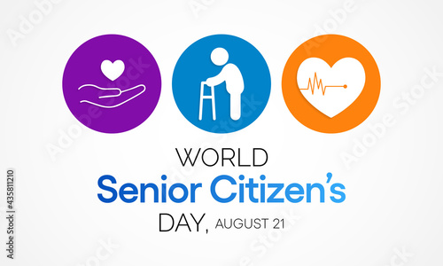 The World Senior Citizen's Day is observed on August 21 each year. The day is known to increase awareness of the factors and issues that affect older adults, such as age deterioration. Vector art