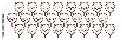 Cotton candy emoji vector character.