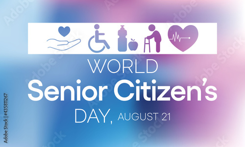 The World Senior Citizen's Day is observed on August 21 each year. The day is known to increase awareness of the factors and issues that affect older adults, such as age deterioration. Vector art