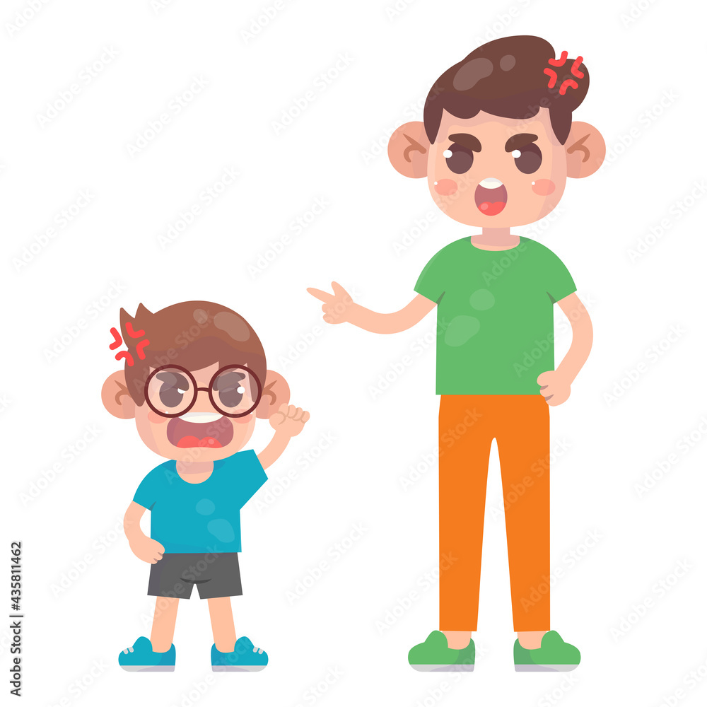 Dad try to talk with angry kid girl Premium Vector
