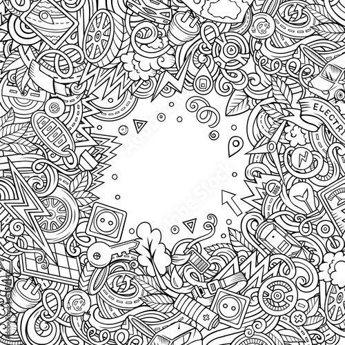 Cartoon doodles electric cars frame design