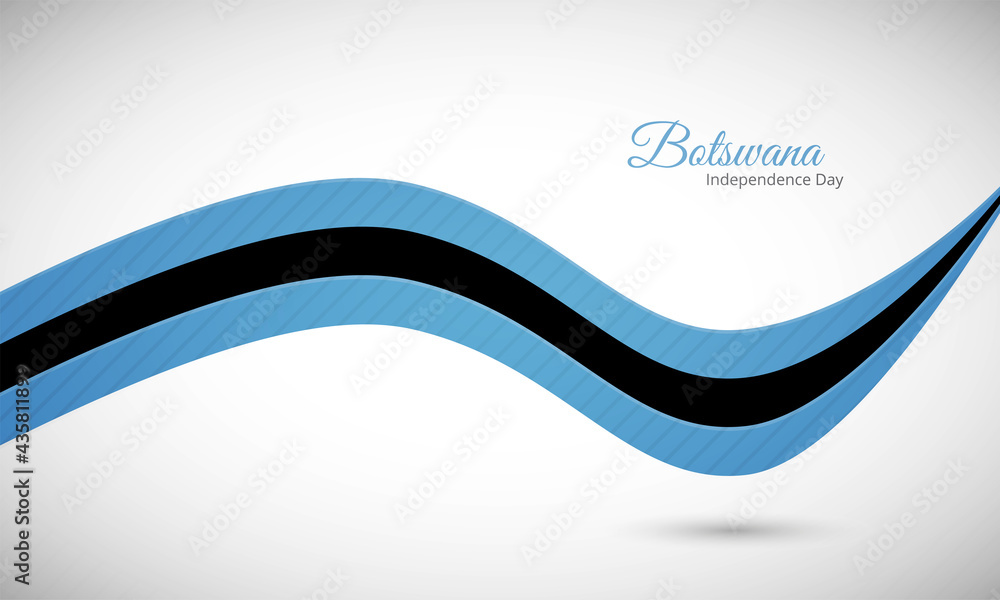 Obraz premium Happy independence day of Botswana. Creative shiny wavy flag background with text typography.
