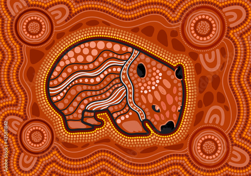 Aboriginal art background with wombat