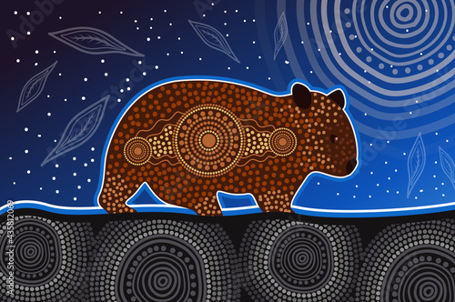 Wombat aboriginal art photo