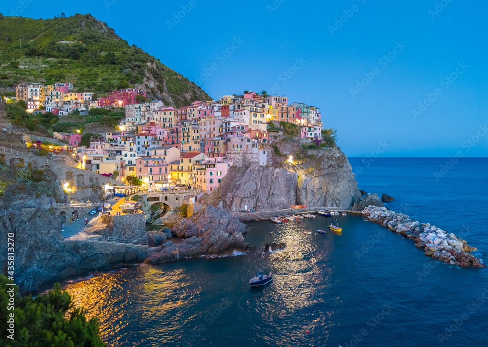 Manarola (Italy) - A view of Manarola, one of Five Lands villages in the coastline of Liguria region, part of the Cinque Terre National Park