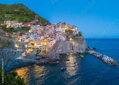 Manarola (Italy) - A view of Manarola, one of Five Lands villages in the coastline of Liguria region, part of the Cinque Terre National Park