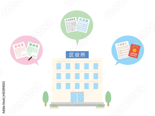 区役所　自治体　建物　外観　イラスト素材