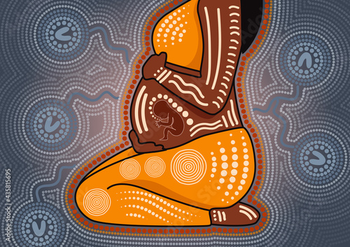 Mother and baby love aboriginal art background