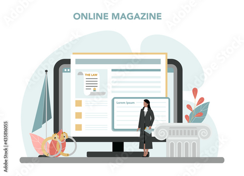 Judge online service or platform. Court worker stand for justice and law.