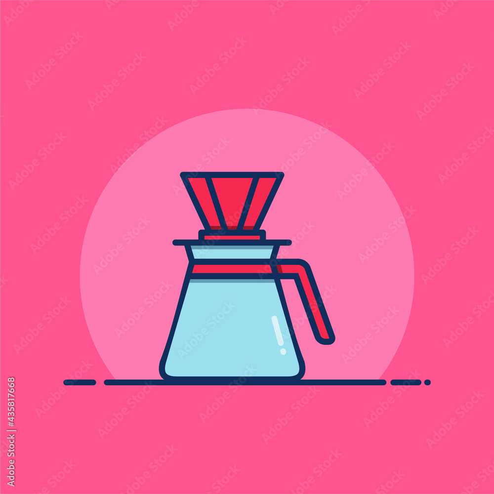 Flat design V60 coffee brew icon Flat design V60 coffee brew icon