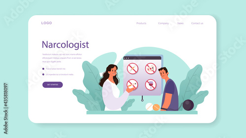 Narcologist web banner or landing page. Professional medical specialist.