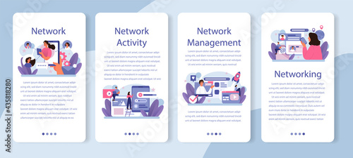 Network activity mobile application banner set. Customer attention © inspiring.team