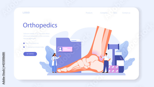 Orthopedics doctor web banner or landing page. Idea of joint