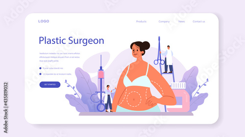 Plastic surgeon web banner or landing page. Idea of body and face correction