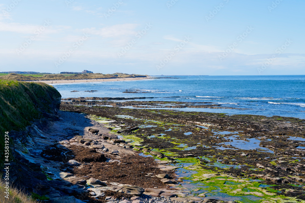 Along the Northumbria coast from the rock beach at Seahouses