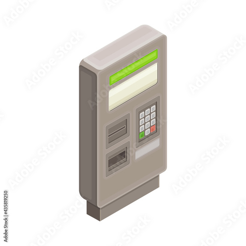 Ticket Vending Machine in Metro or Subway Isometric Vector Illustration