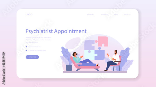 Psychiatrist web banner or landing page. Mental health diagnostic.