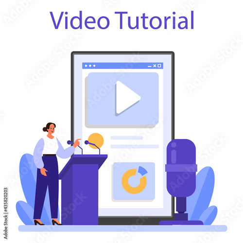 Professional speaker online service or platform. Rhetoric or elocution