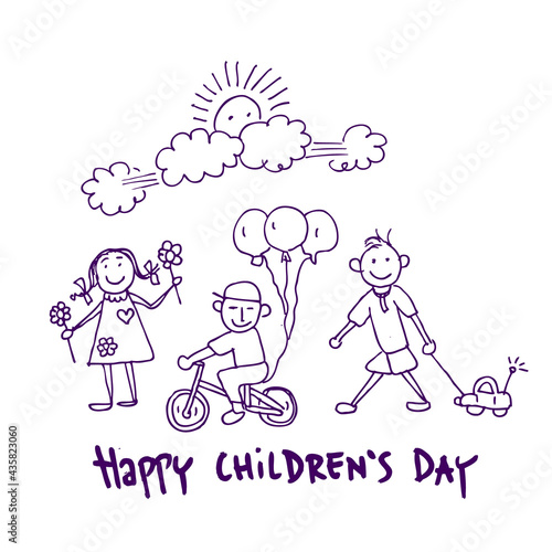 Happy Children's Day, sketch and illustration