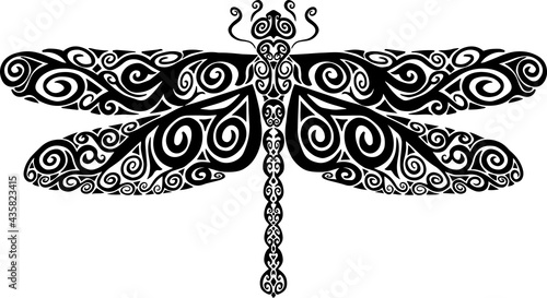 Hand drawn decorative dragonfly in zentangle style