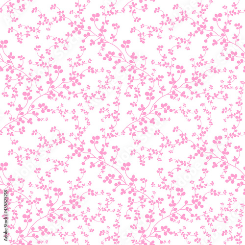 Branch with berries. Spring and summer motive. Seamless pattern. For textiles, backgrounds and postcards.