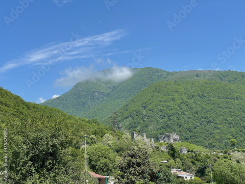 mountain landscape, Bzyb fortress in Abkhazia photo