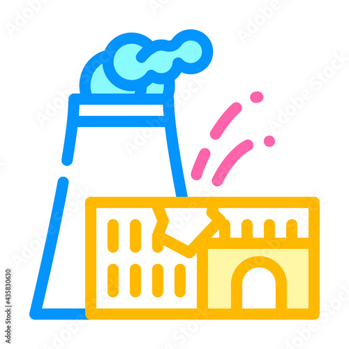 explosion at nuclear power plant disaster color icon vector. explosion at nuclear power plant disaster sign. isolated symbol illustration