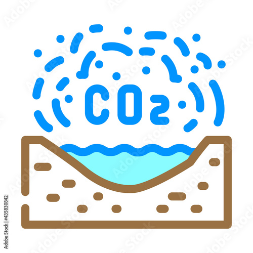 limnological disaster, emission of carbon dioxide in reservoir color icon vector. limnological disaster, emission of carbon dioxide in reservoir sign. isolated symbol illustration