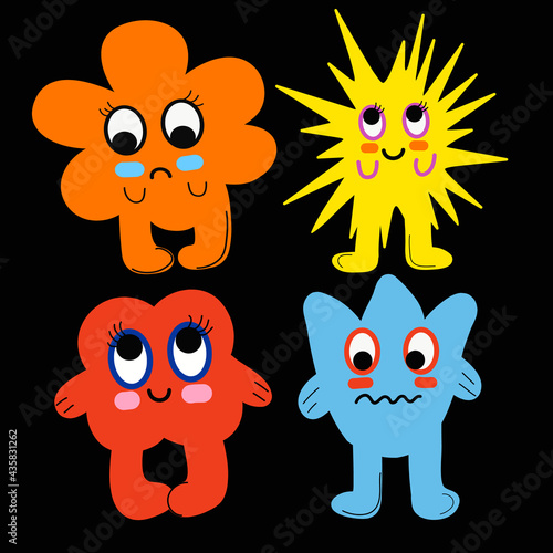 Cartoon monsters set. Colorful toy cute monster. Flat vector collection. Vector illustration EPS10