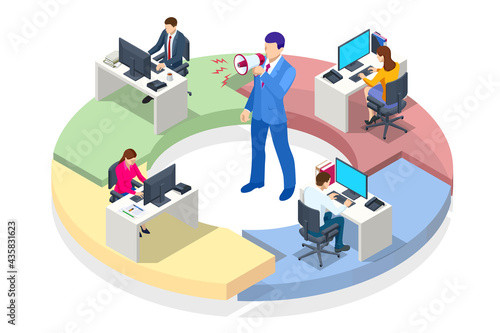 Isometric Project deadline. Time management on the road to success. Deadline Concept of overworked man Time to work Time management project plan schedule.