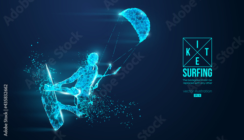 Kiteboarding, hydrofoil. Silhouette of a kitesurfer. Freeride competition. Vector illustration. Thanks for watching
