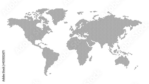 The world land is polka dots on white background with paths selection.Generalized world map is polka dots.Polka dots world map on isolated background.