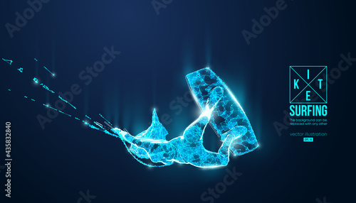 Kiteboarding, hydrofoil. Silhouette of a kitesurfer. Freeride competition. Vector illustration. Thanks for watching