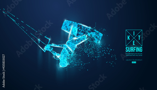 Kiteboarding, hydrofoil. Silhouette of a kitesurfer. Freeride competition. Vector illustration. Thanks for watching