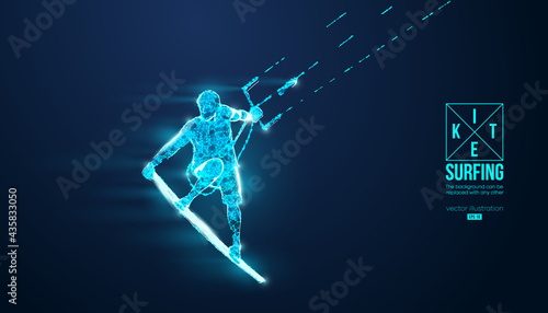 Kiteboarding, hydrofoil. Silhouette of a kitesurfer. Freeride competition. Vector illustration. Thanks for watching