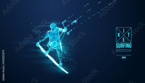 Kiteboarding, hydrofoil. Silhouette of a kitesurfer. Freeride competition. Vector illustration. Thanks for watching