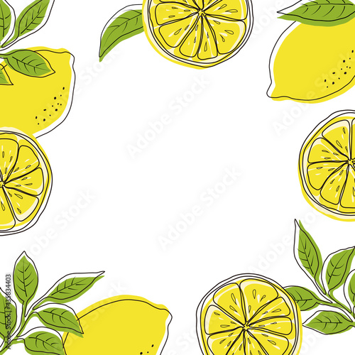 vector illustrations of lemons and leaves for banners, cards, flyers, social media wallpapers, etc.