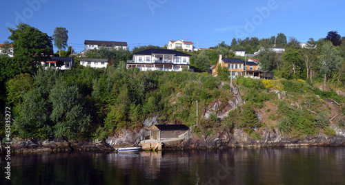 View from the board of Flam - Bergen ferry. Sognefjord, Norway, Scandinavia. Tourism and travel.